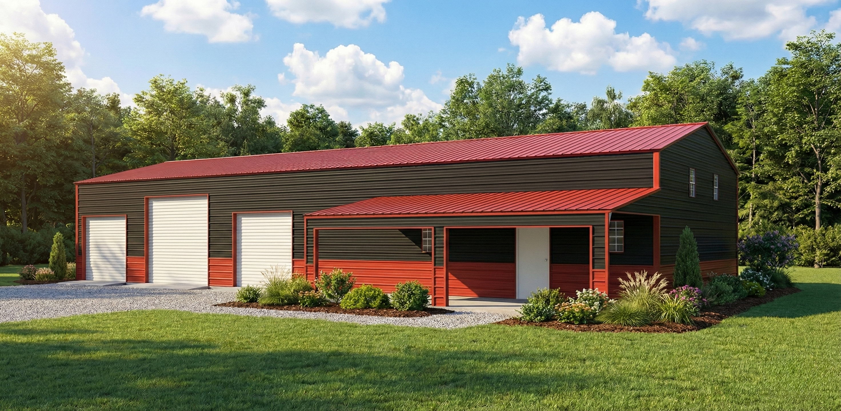 Red and Black Steel Barn
